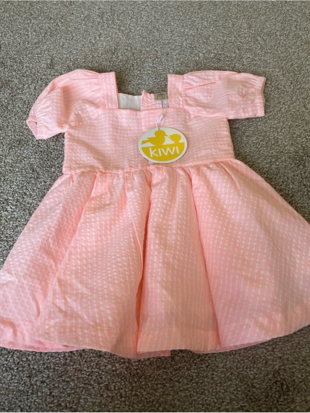 Kiwi Light Pink Striped Girls' Party Dress